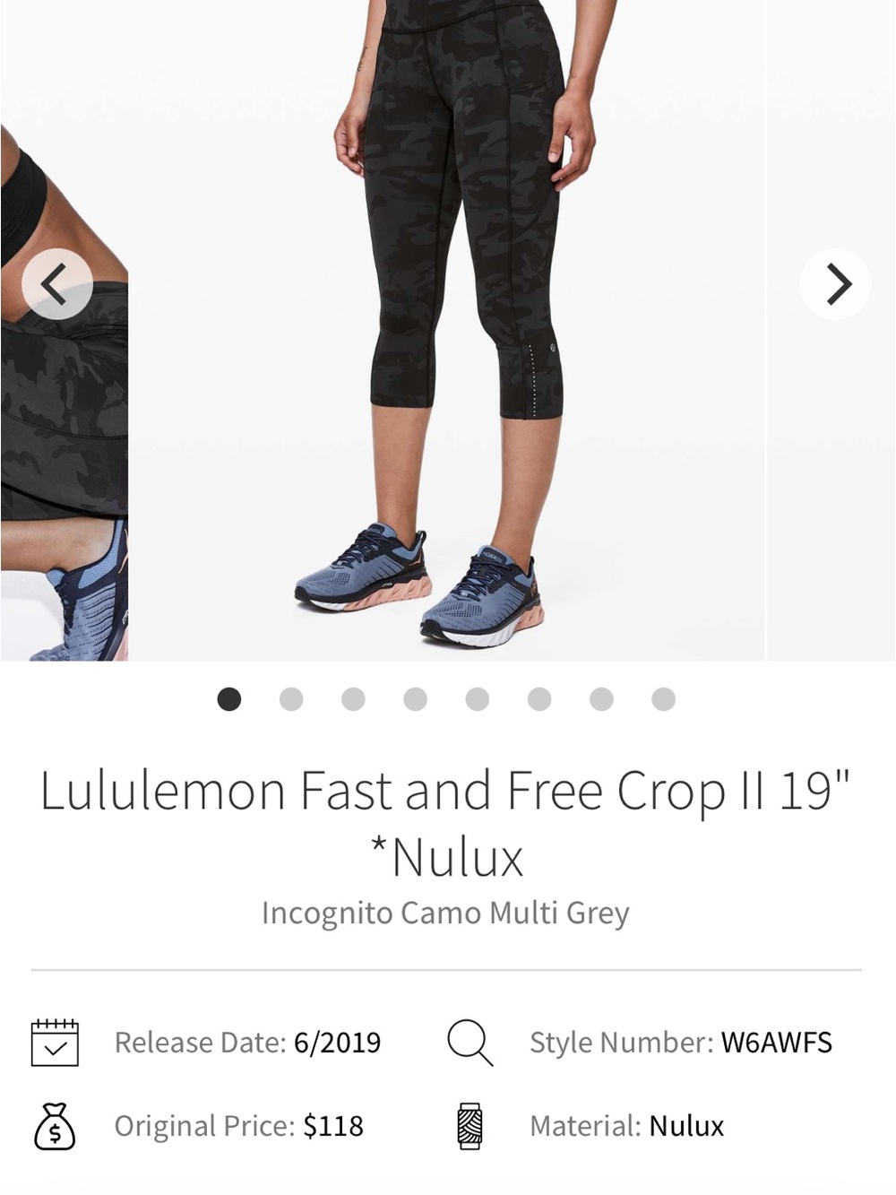 lululemon athletica Incognito Camo Crop - Black Gray